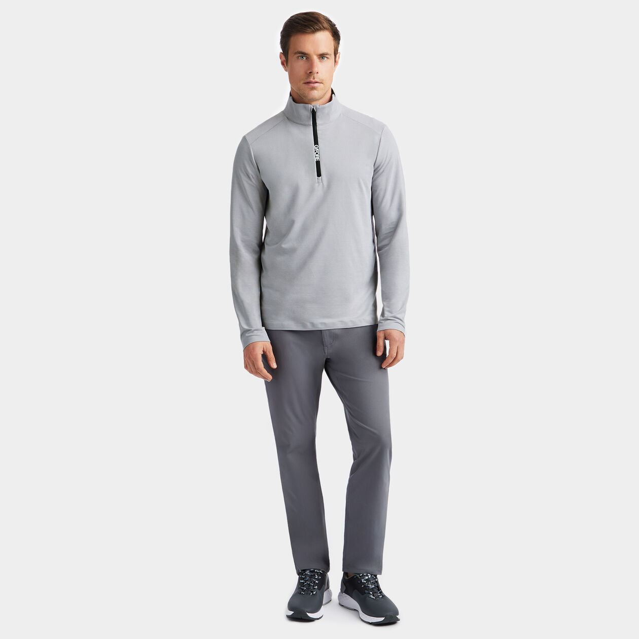 G/FORE Brushed Back Tech Quarter Zip Pullover - Grey