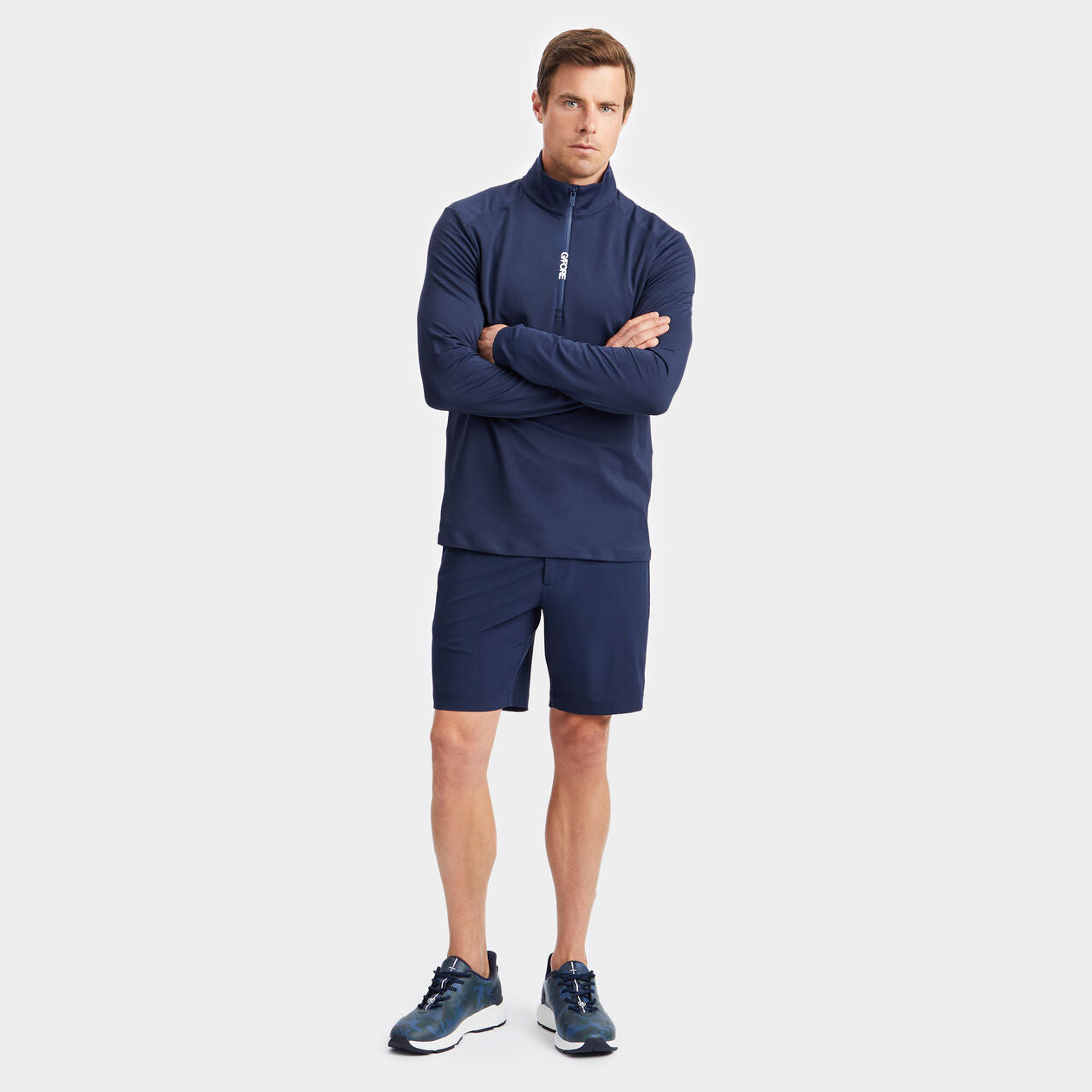 G/FORE Brushed Back Tech Quarter Zip Pullover - Navy