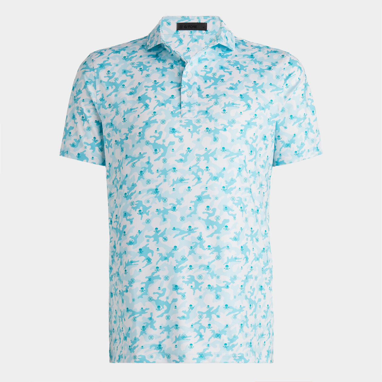 G/FORE Mapped Icon Camo Tech Jersey Modern Spread Collar Polo - Emerald