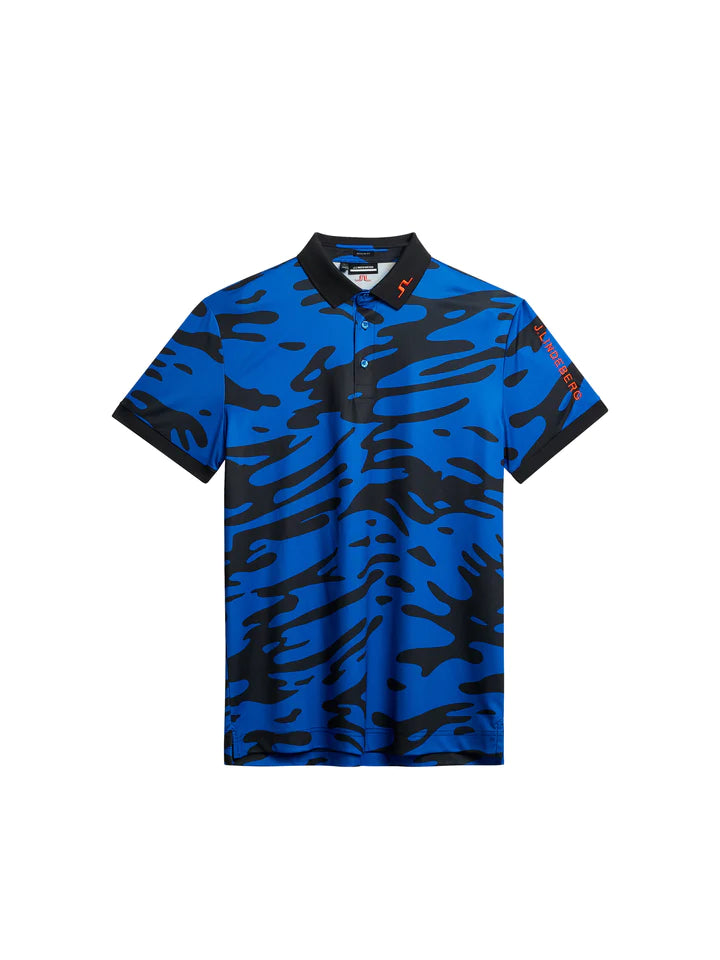 JL Tour Tech Reg Fit Print Polo - Neptune Blue