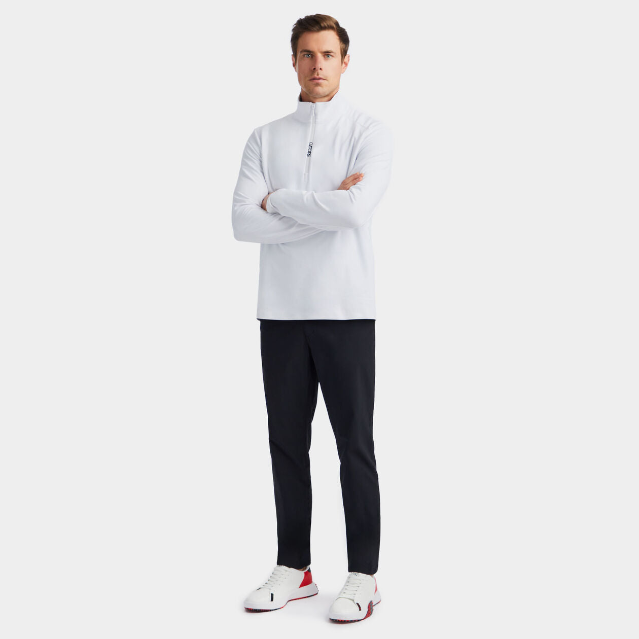 G/FORE Brushed Back Tech Quarter Zip Pullover - White