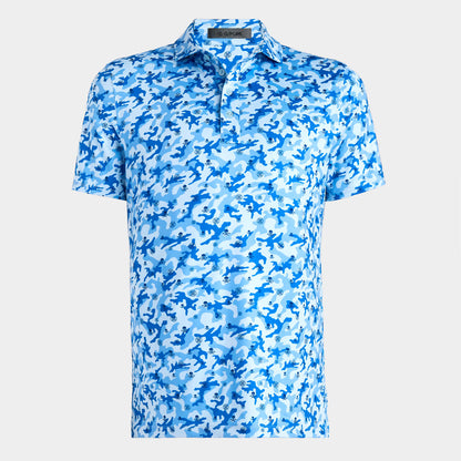 G/FORE Mapped Icon Camo Tech Jersey Modern Spread Collar Polo - Baja