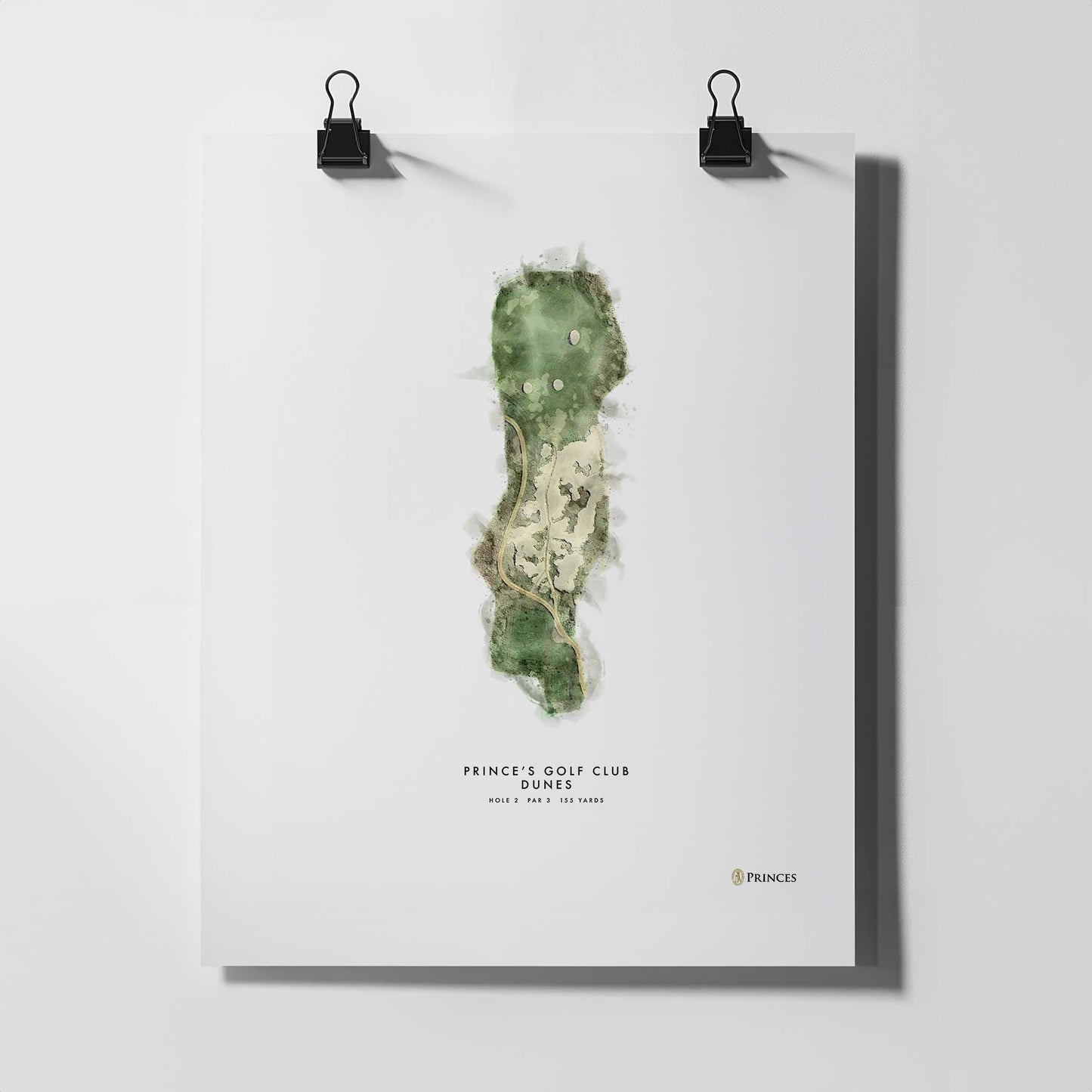 Prince's Golf Gift – Personalised Print of Hole 2, Dunes