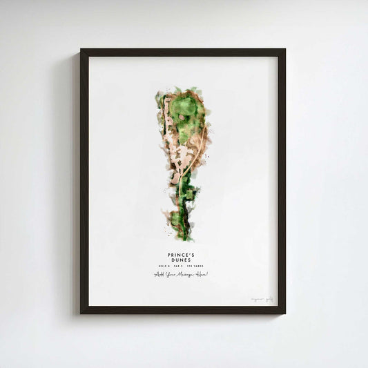 Prince's Golf Gift – Personalised Print of Hole 8, Dunes