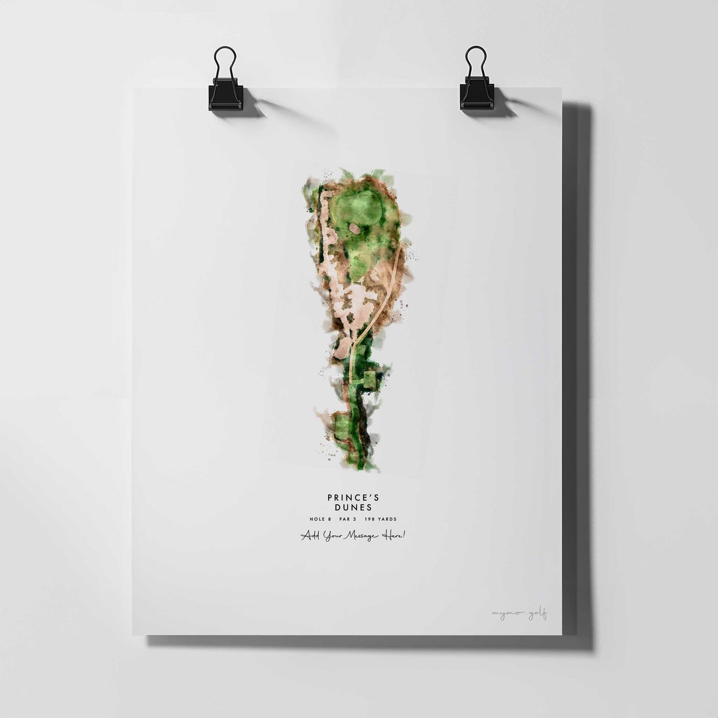 Prince's Golf Gift – Personalised Print of Hole 8, Dunes