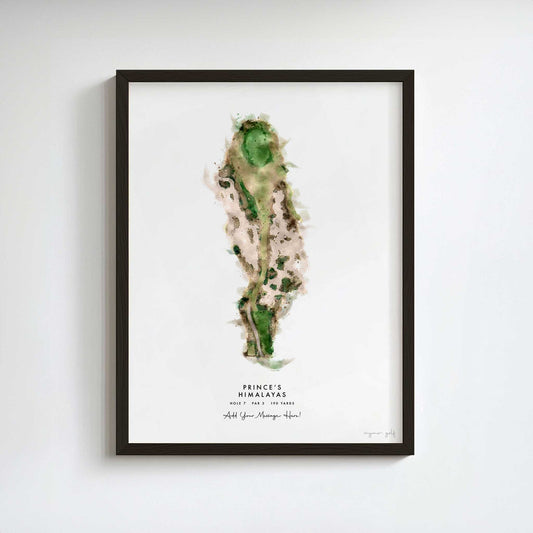 Prince's Golf Gift – Personalised Print of Hole 7, Himalayas