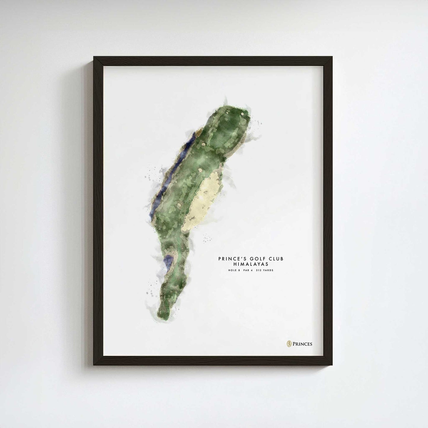 Prince's Golf Gift – Personalised Print of Hole 8, Himalayas