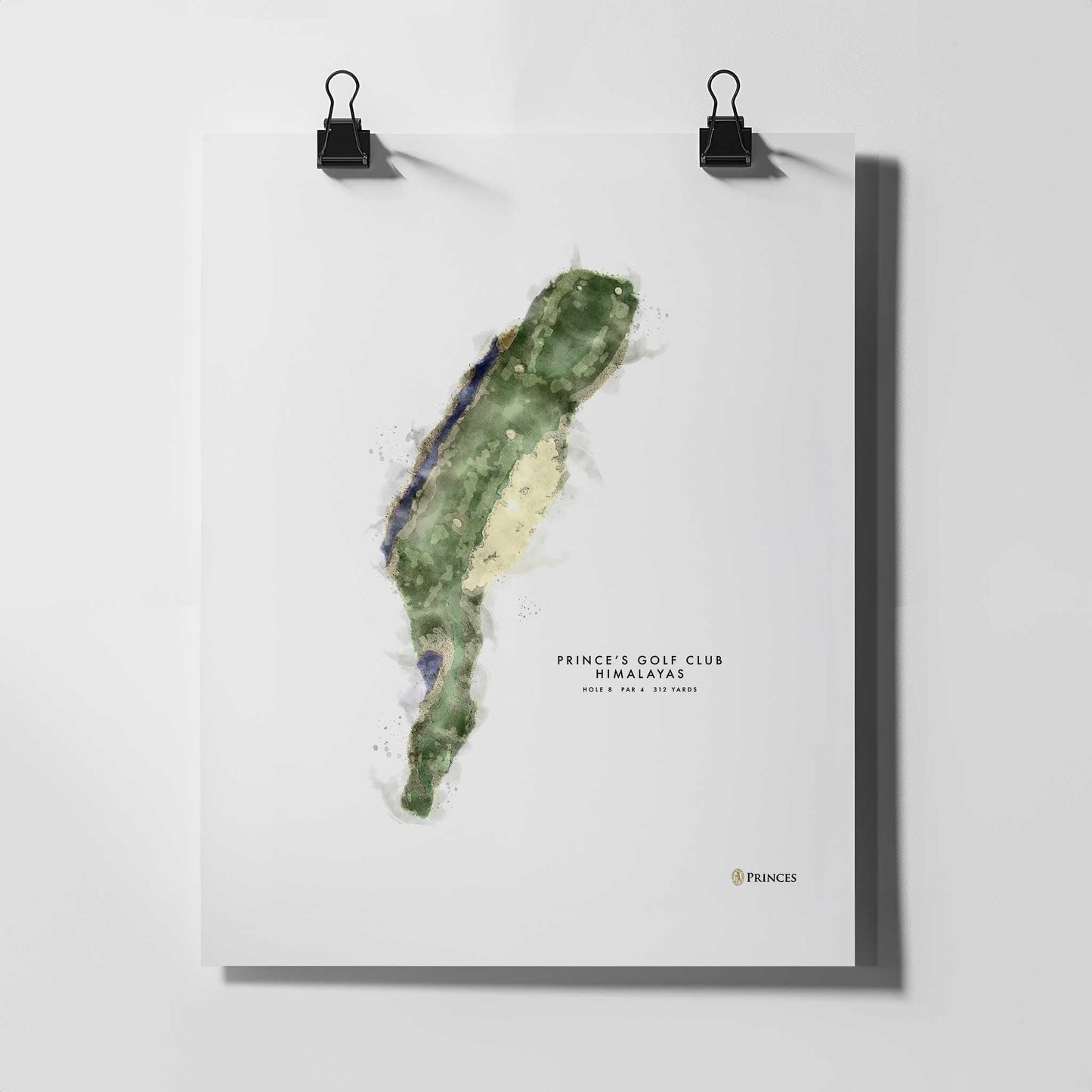 Prince's Golf Gift – Personalised Print of Hole 8, Himalayas